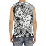 Black And White Axolotl Print Men's Fitness Tank Top