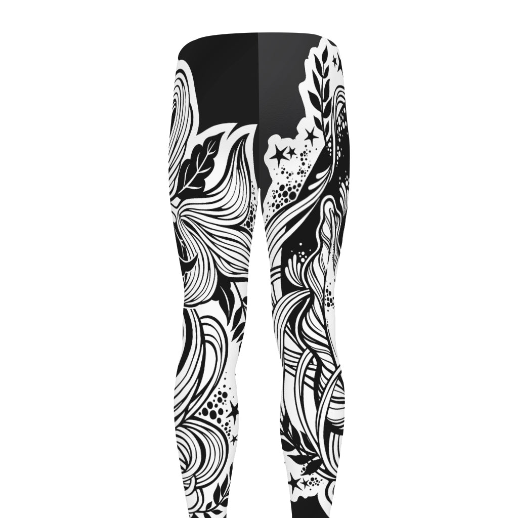 Black And White Axolotl Print Men's leggings