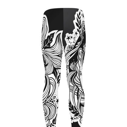 Black And White Axolotl Print Men's leggings