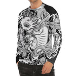 Black And White Axolotl Print Men's Long Sleeve Rash Guard