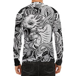 Black And White Axolotl Print Men's Long Sleeve Rash Guard