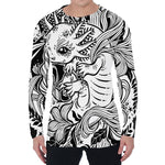 Black And White Axolotl Print Men's Long Sleeve T-Shirt