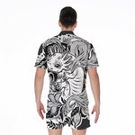 Black And White Axolotl Print Men's Rompers