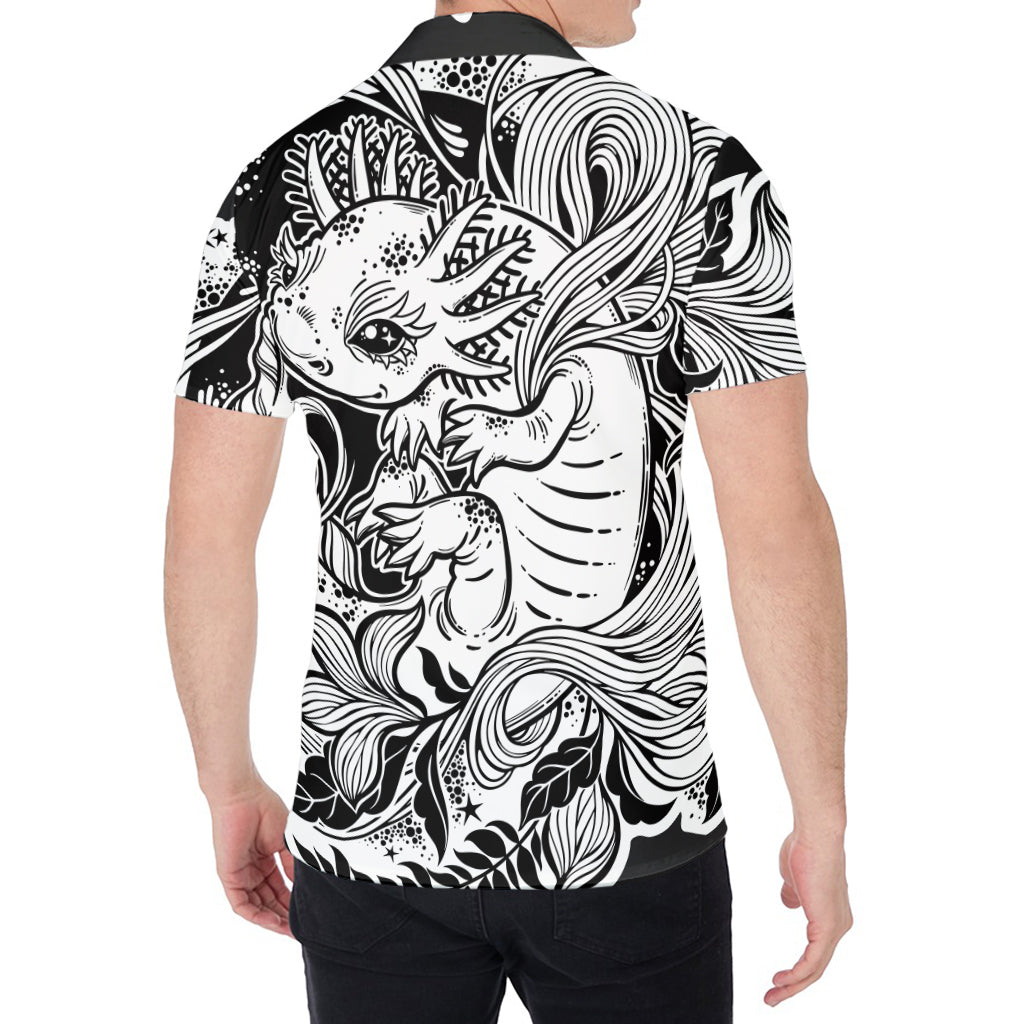 Black And White Axolotl Print Men's Shirt