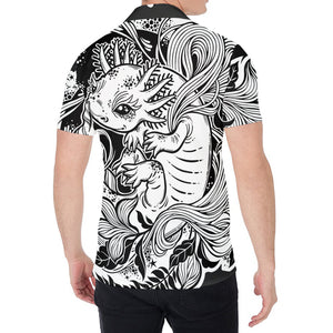 Black And White Axolotl Print Men's Shirt