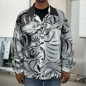 Black And White Axolotl Print Men's Shirt Jacket