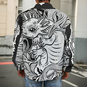 Black And White Axolotl Print Men's Shirt Jacket