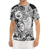 Black And White Axolotl Print Men's Short Sleeve Rash Guard