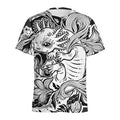 Black And White Axolotl Print Men's Athletic T-Shirt