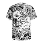 Black And White Axolotl Print Men's Sports T-Shirt