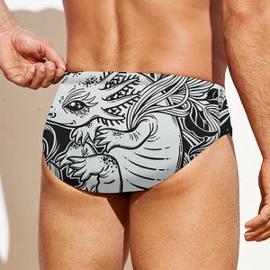 Black And White Axolotl Print Men's Swim Briefs