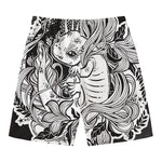 Black And White Axolotl Print Men's Swim Trunks