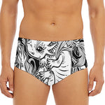 Black And White Axolotl Print Men's Triangle Swim Briefs