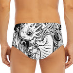 Black And White Axolotl Print Men's Triangle Swim Briefs