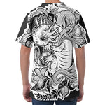 Black And White Axolotl Print Men's Velvet T-Shirt