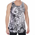 Black And White Axolotl Print Men's Velvet Tank Top