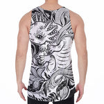 Black And White Axolotl Print Men's Velvet Tank Top