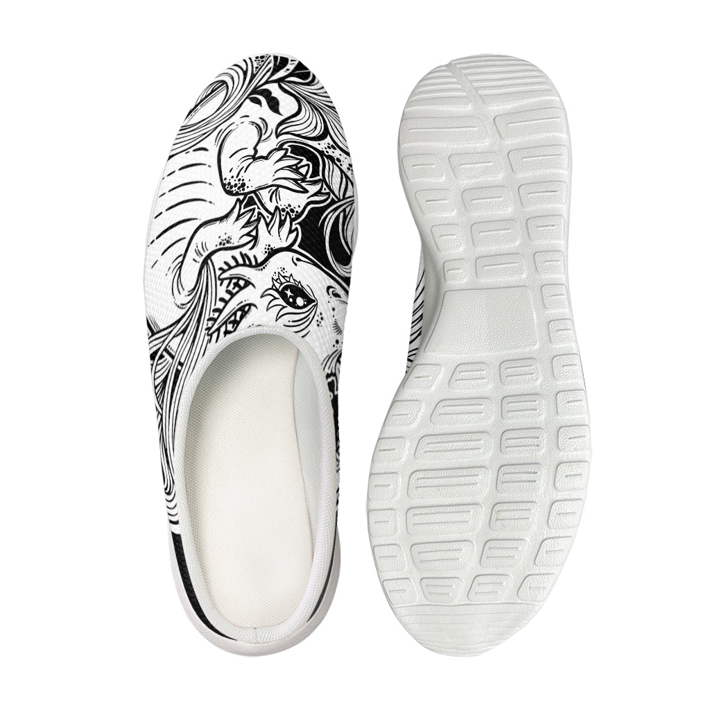 Black And White Axolotl Print Mesh Casual Shoes