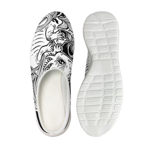 Black And White Axolotl Print Mesh Casual Shoes