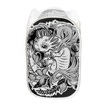 Black And White Axolotl Print Mesh Laundry Hamper