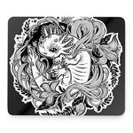 Black And White Axolotl Print Mouse Pad