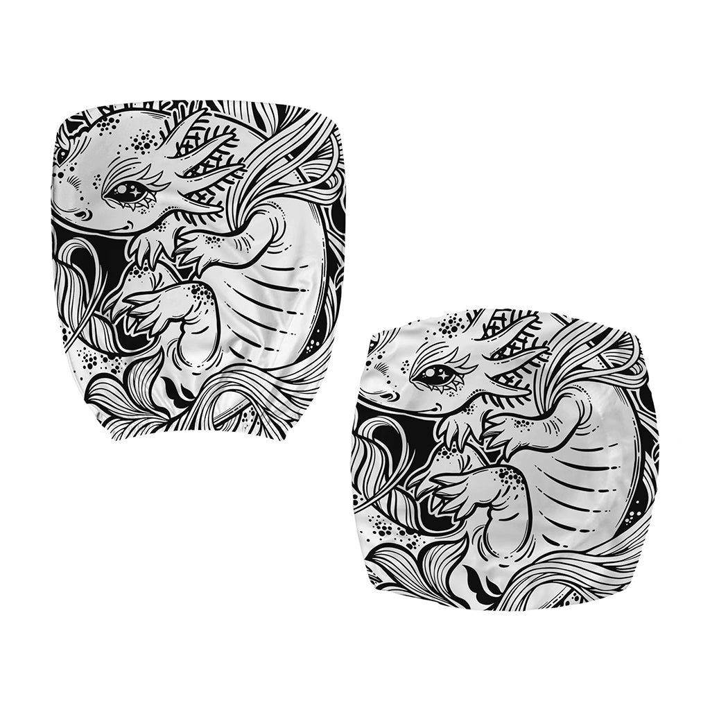 Black And White Axolotl Print Office Chair Cover