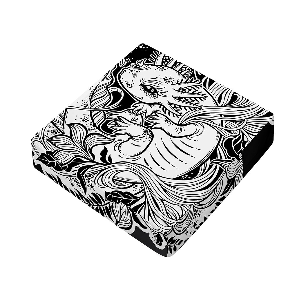Black And White Axolotl Print Outdoor Seat Cushion Cover