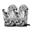 Black And White Axolotl Print Oven Mitts