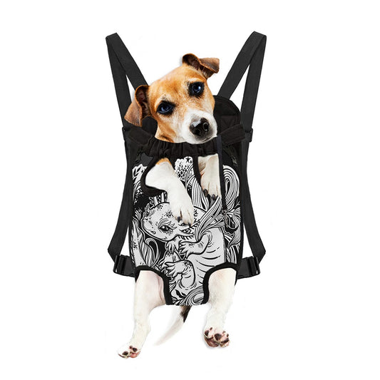Black And White Axolotl Print Pet Carrier Backpack
