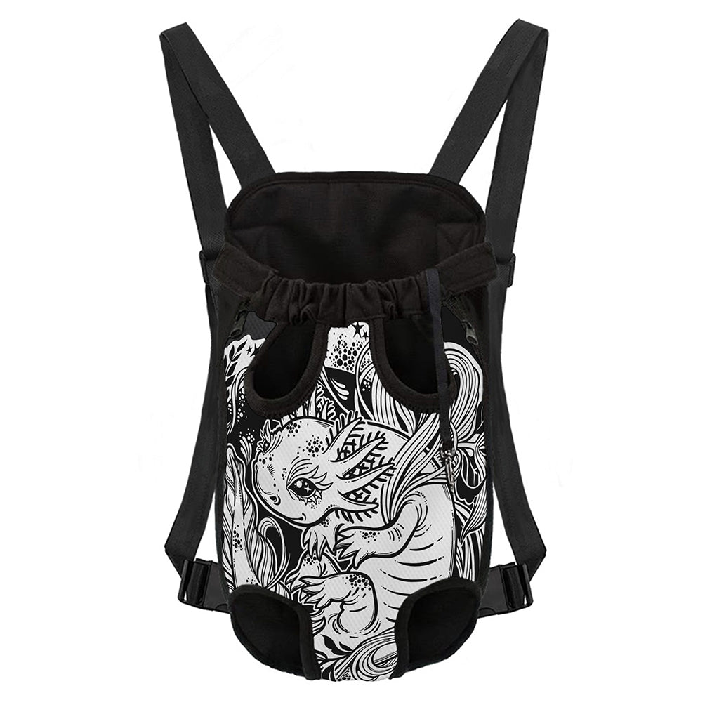 Black And White Axolotl Print Pet Carrier Backpack