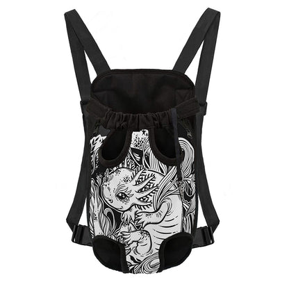 Black And White Axolotl Print Pet Carrier Backpack