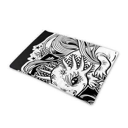 Black And White Axolotl Print Pet Cooling Mat Cover