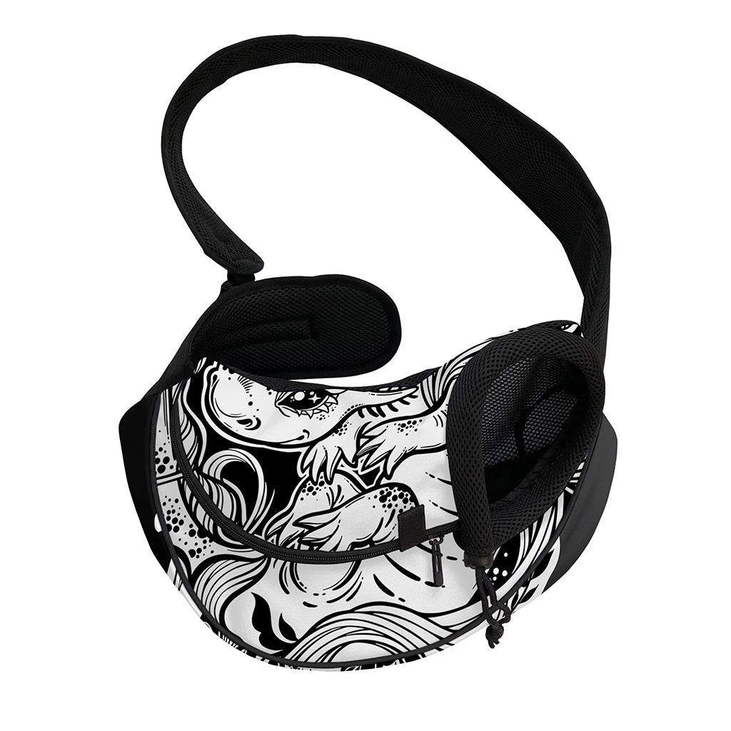Black And White Axolotl Print Pet Sling Carrier