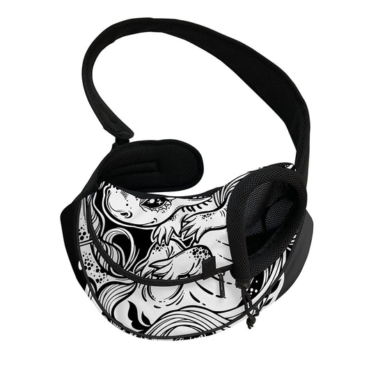 Black And White Axolotl Print Pet Sling Carrier