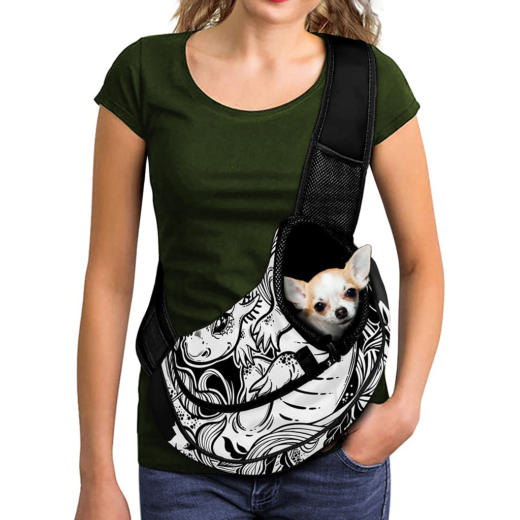 Black And White Axolotl Print Pet Sling Carrier