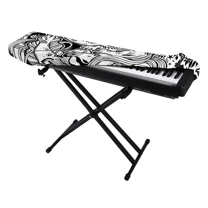 Black And White Axolotl Print Piano Keyboard Cover