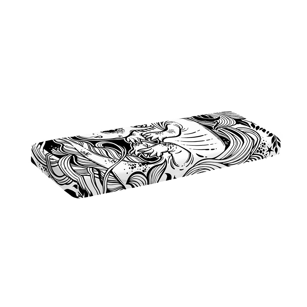 Black And White Axolotl Print Piano Keyboard Cover