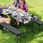Black And White Axolotl Print Picnic Table Cover