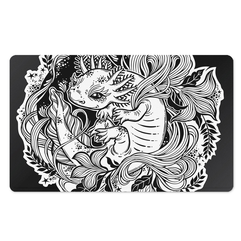 Black And White Axolotl Print Polyester Doormat