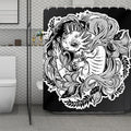 Black And White Axolotl Print Polyester Shower Curtain
