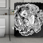Black And White Axolotl Print Polyester Shower Curtain