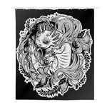 Black And White Axolotl Print Polyester Shower Curtain
