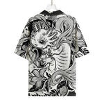 Black And White Axolotl Print Rayon Hawaiian Shirt