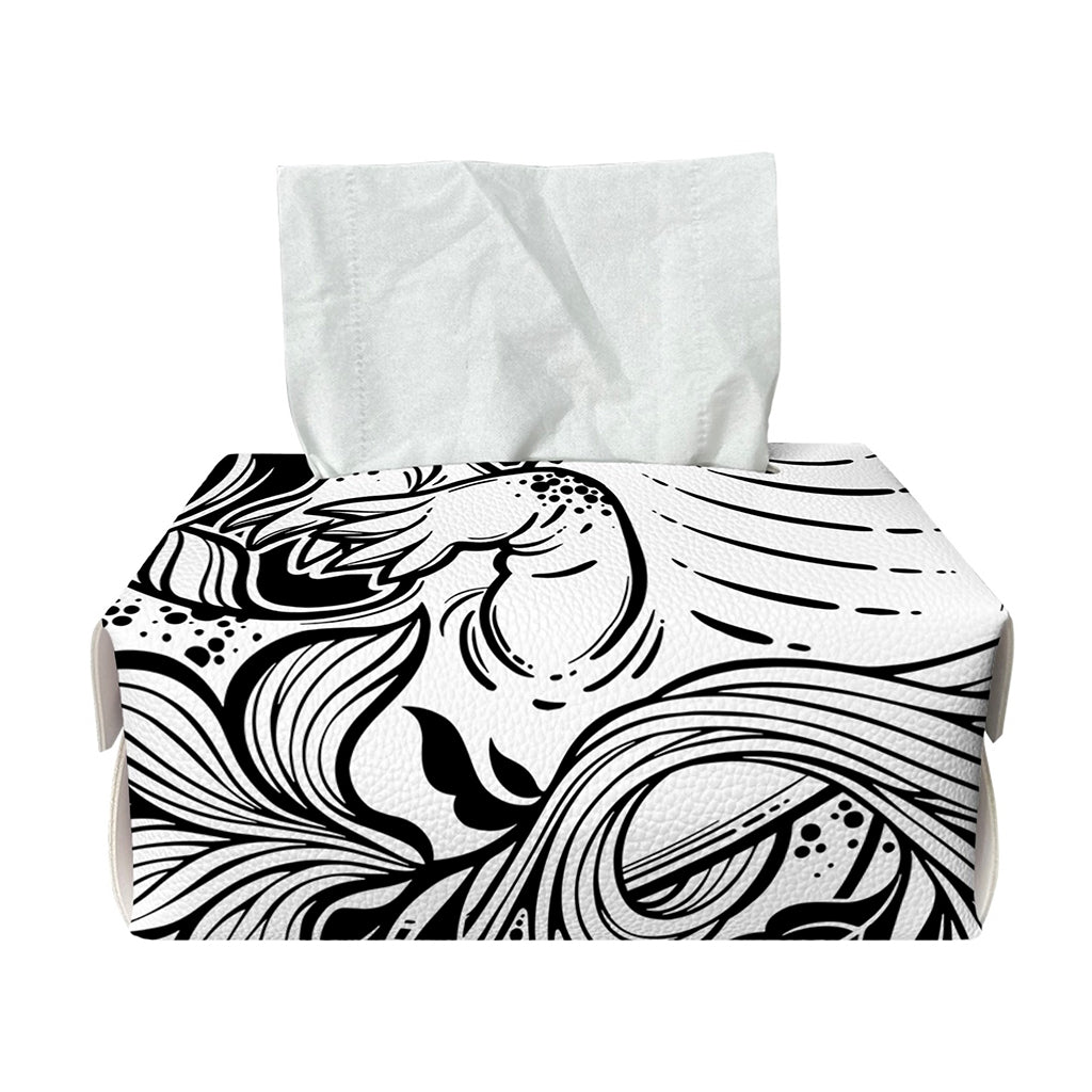 Black And White Axolotl Print Rectangle Tissue Box Cover