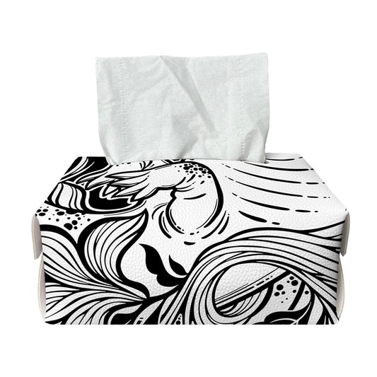Black And White Axolotl Print Rectangle Tissue Box Cover