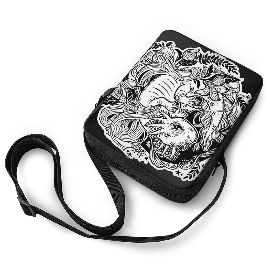 Black And White Axolotl Print Rectangular Crossbody Bag