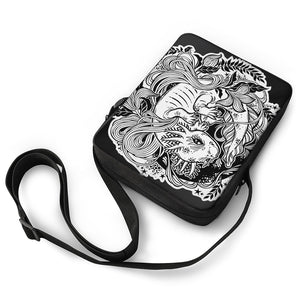 Black And White Axolotl Print Rectangular Crossbody Bag