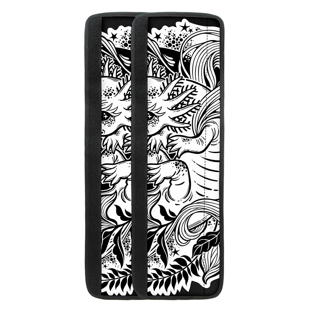 Black And White Axolotl Print Refrigerator Handle Covers