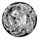 Black And White Axolotl Print Round Blanket