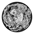 Black And White Axolotl Print Round Floor Mat